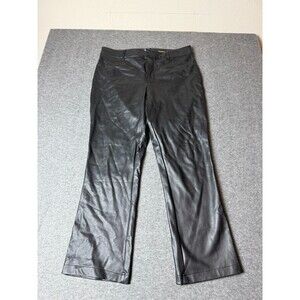 Anthropologie Maeve Colette Faux Leather Crop Wide-Leg High-Rise Pants 30 EUC